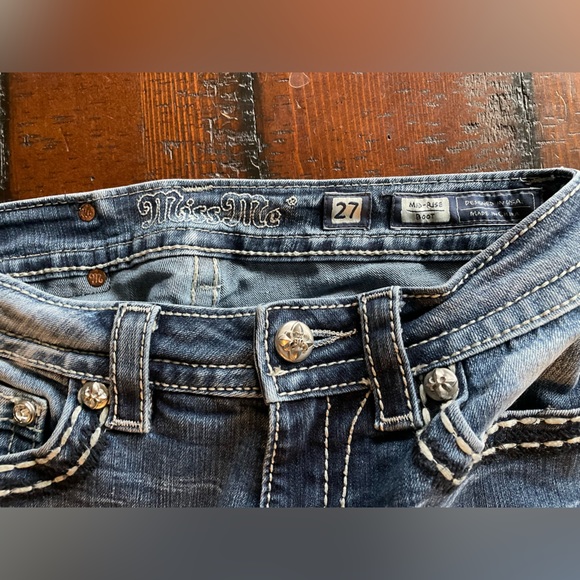 Miss Me mid-rise boot cut jeans size 27 X 27.5 5 junior altered EC~ - Picture 9 of 12
